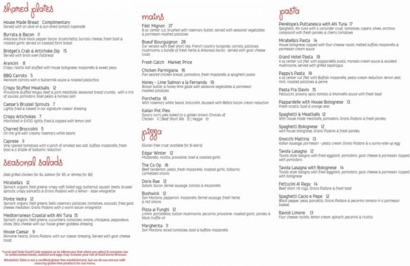Mirabella’s Menu