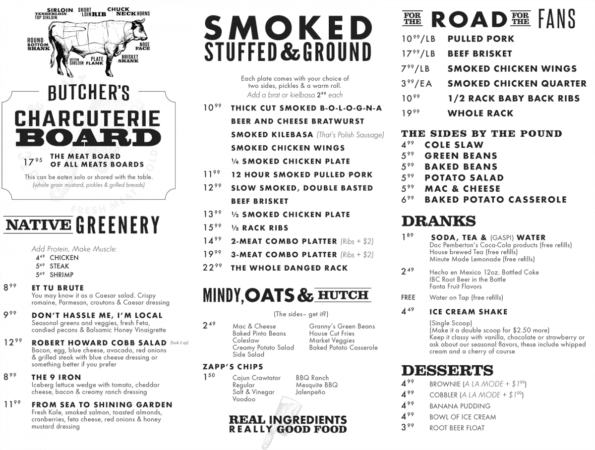 Bentonville Butcher & Pint Menu