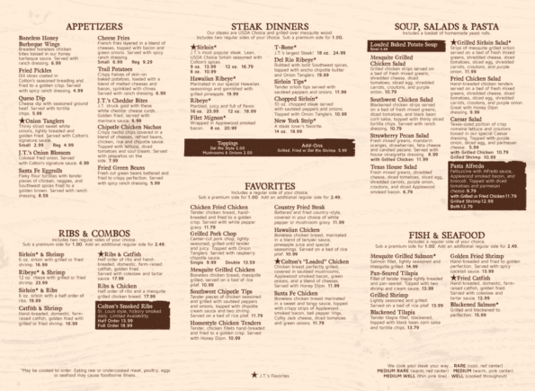 Colton's Steak House Rogers Menu 2