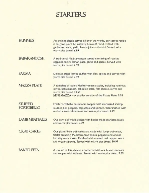 Emelia's Kitchen Fayetteville Menu 1