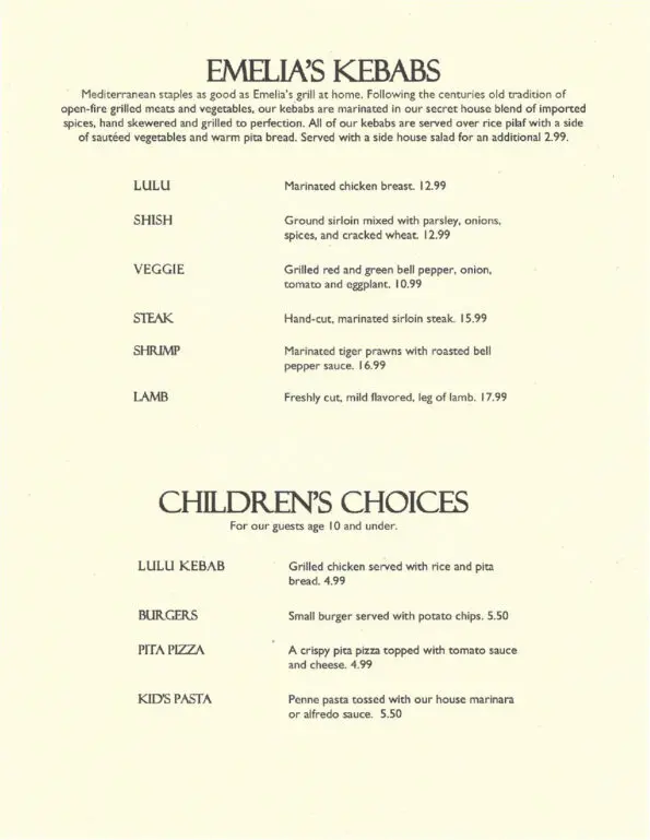 Emelia's Kitchen Fayetteville Menu 4