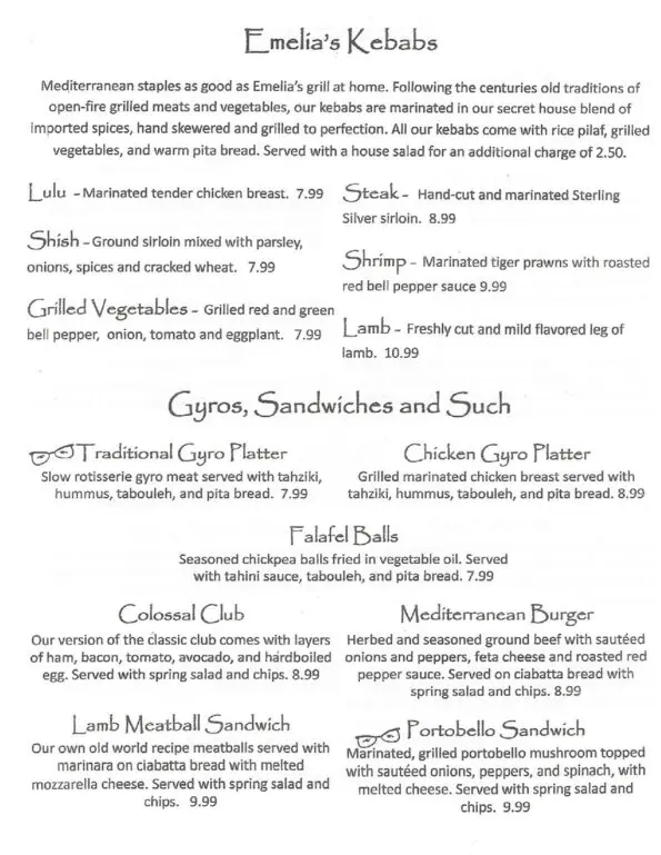 Emelia's Kitchen Fayetteville Menu 6