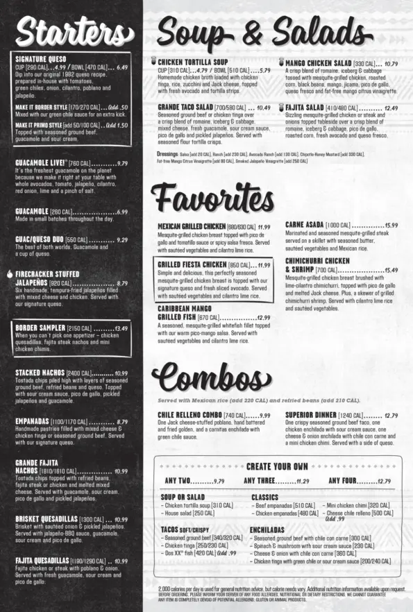 On The Border Rogers Menu 2