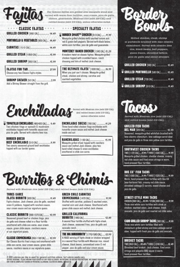 On The Border Rogers Menu 3