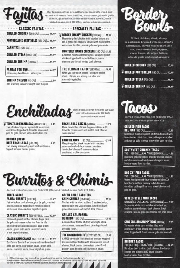 On The Border Rogers Menu 3