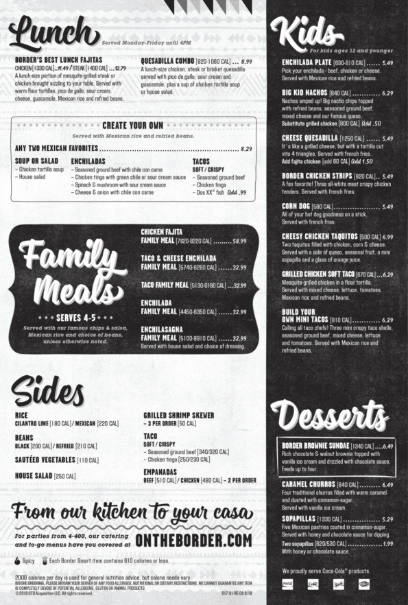 On The Border Rogers Menu 4