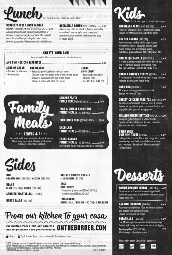 On The Border Rogers Menu 4