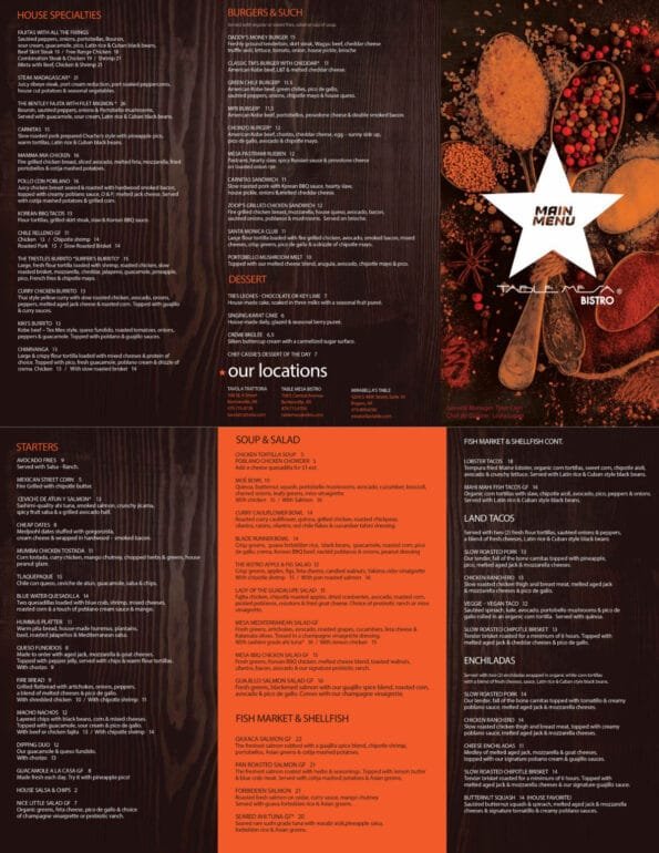 Table Mesa Bentonville Main Menu