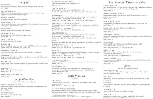 Tavola Bentonville Dinner Menu 2