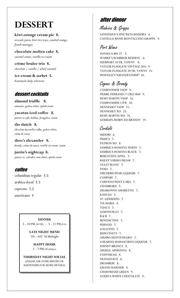 Theo's Fayetteville Menu 3