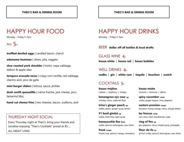 Theo's Fayetteville Menu 4