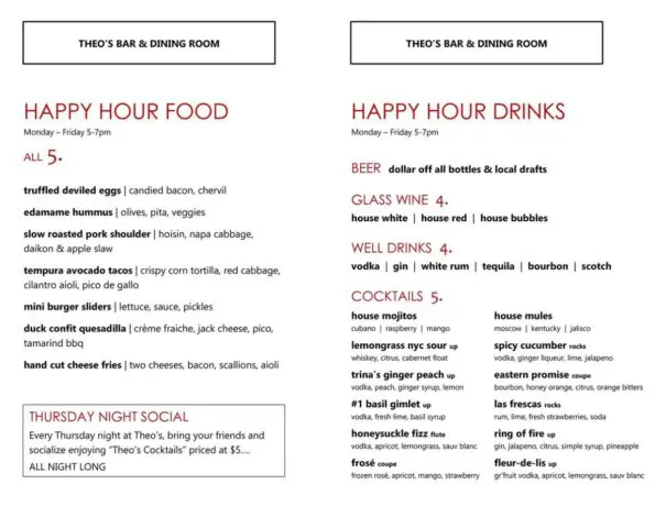 Theo's Fayetteville Menu 4
