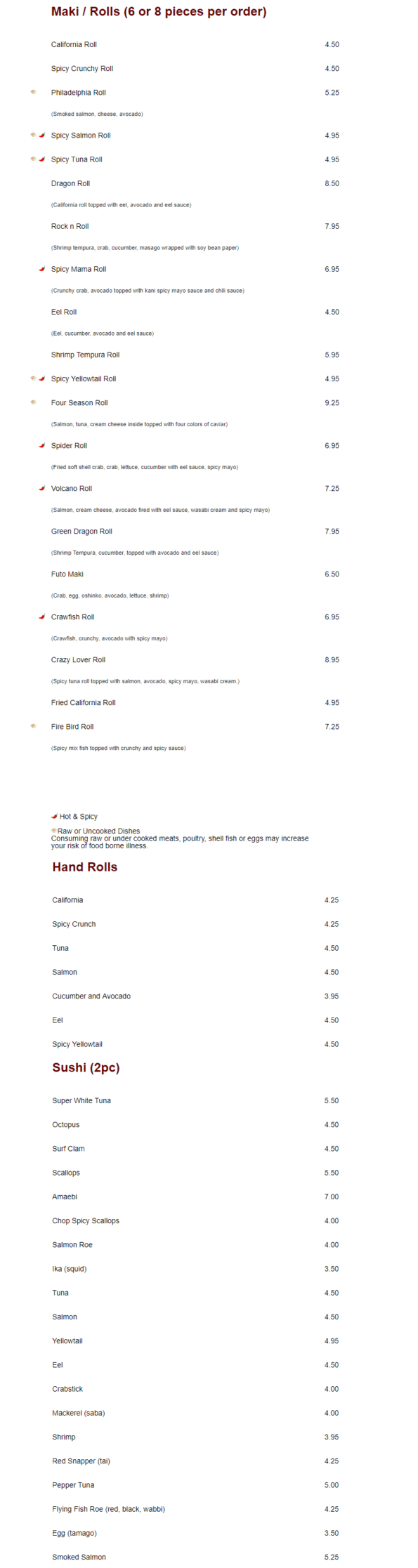 Tokyo House of Rogers Menu 2