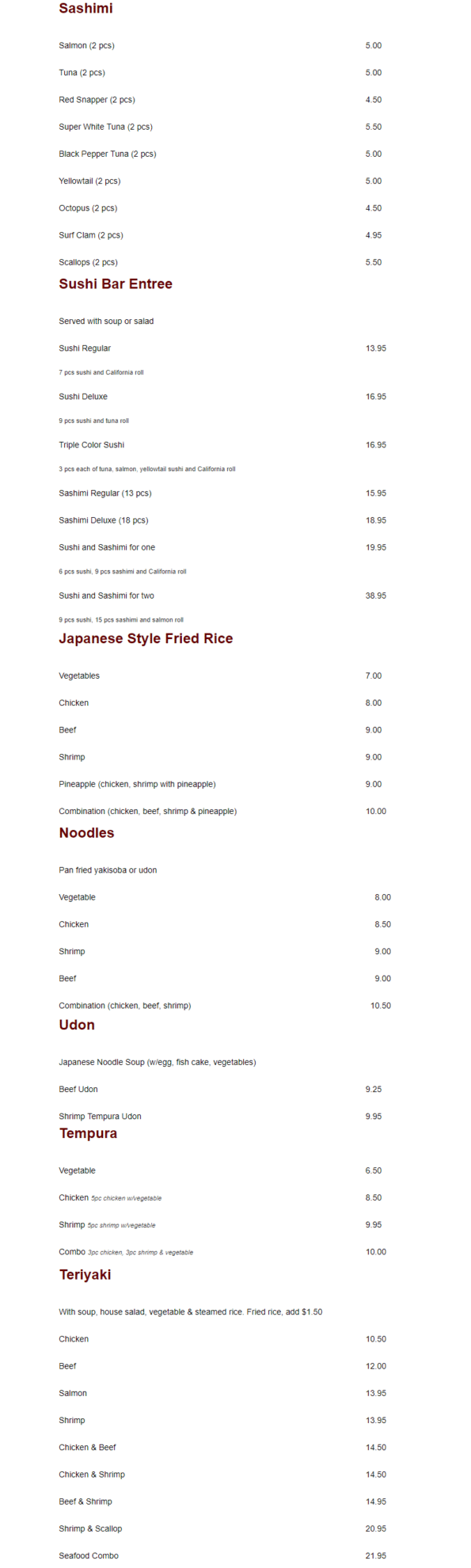 Tokyo House of Rogers Menu 3