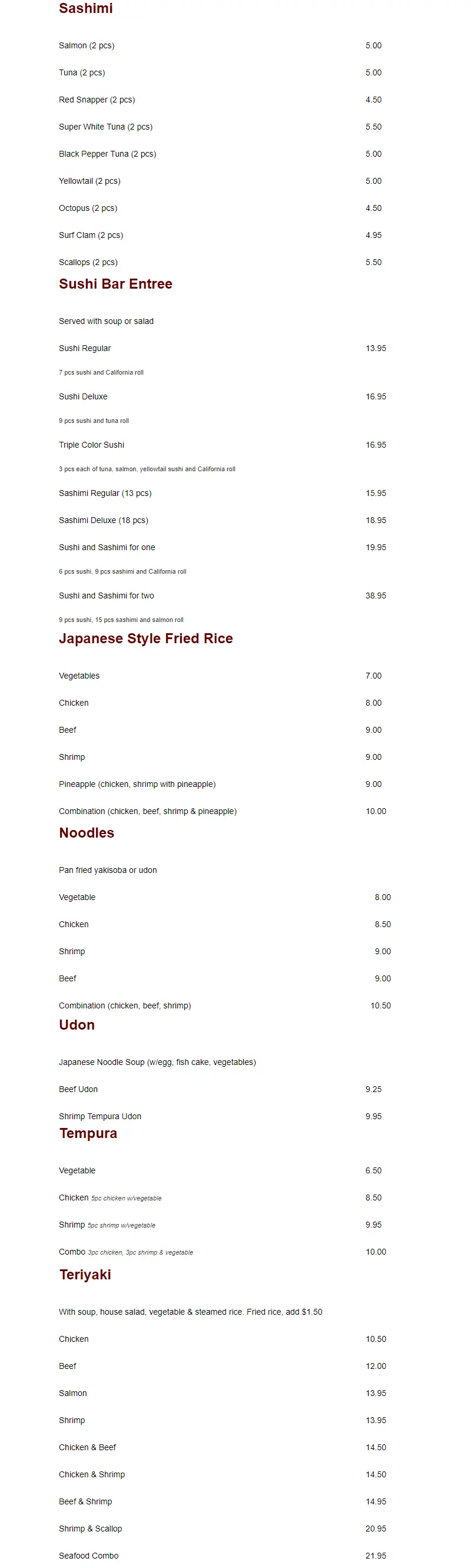 Tokyo House of Rogers Menu 3