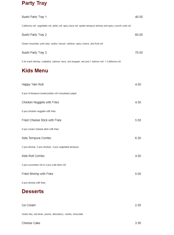 Tokyo House of Rogers Menu 5