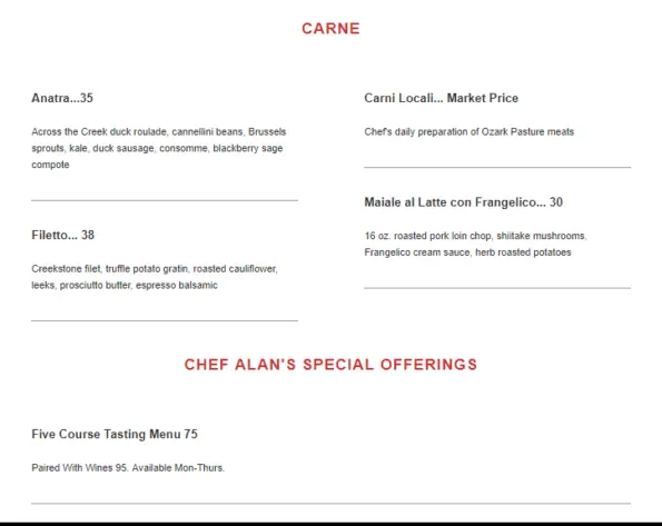 Vetro 1925 Fayetteville Menu Page 3