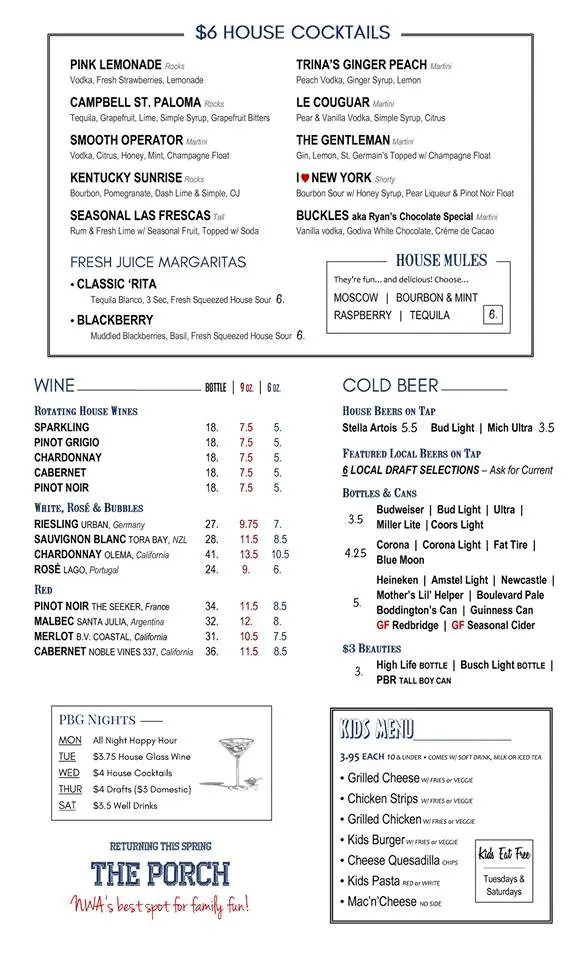 Pinnacle Bar and Grill Drink Menu