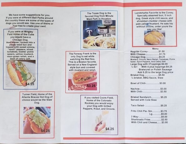 Landsharks Coney Island Hot Dogs Siloam Springs Menu 1