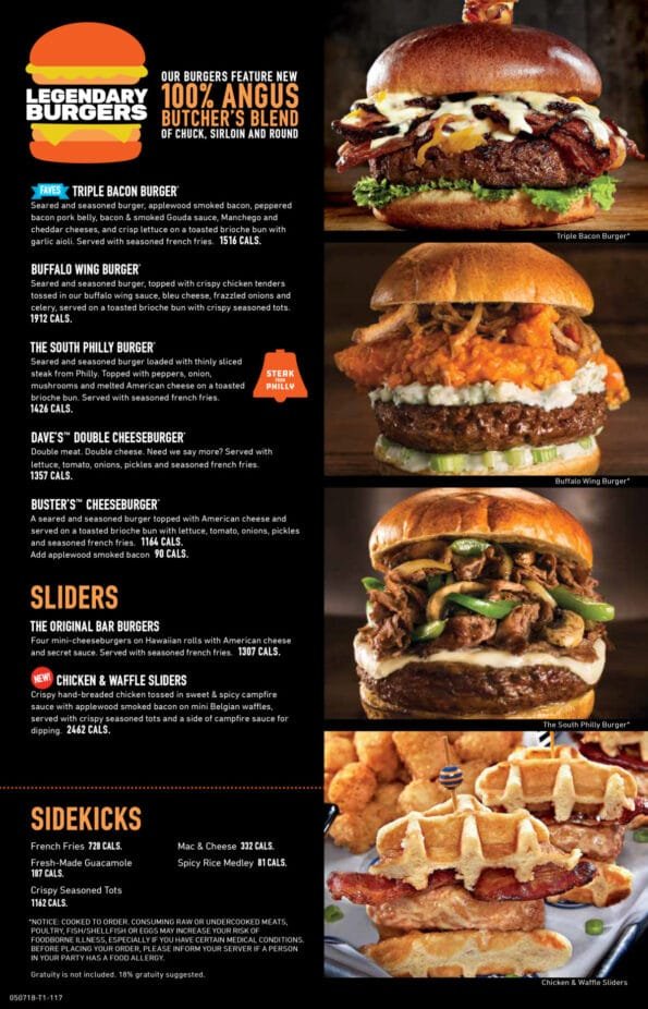 Dave & Buster's Menu Rogers 4