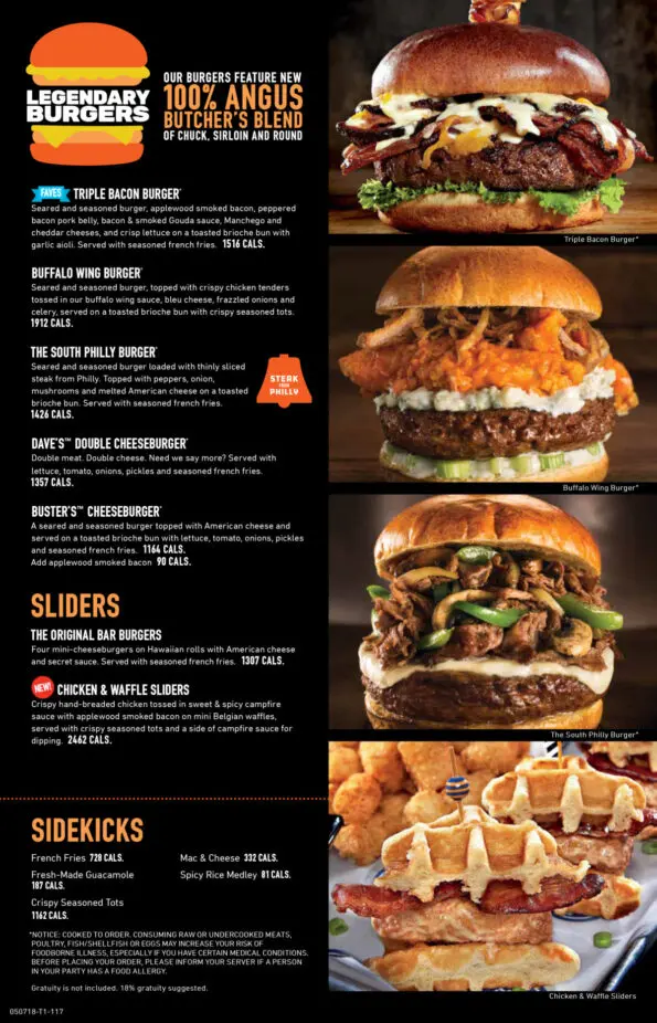 Dave & Buster's Menu Rogers 4