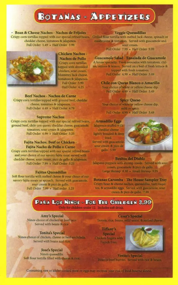 Las Palmas Menu 1