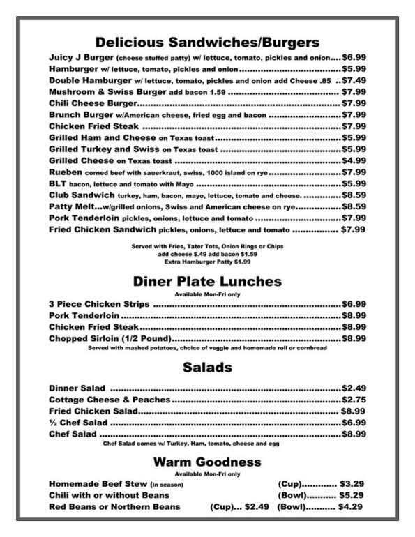 Wesners Grill Rogers Menu 4