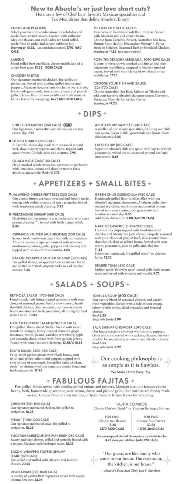 Abuelo's Mexican Restaurant Rogers Menu 2