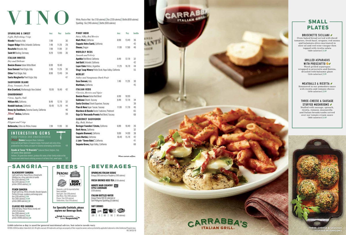 Carrabbas Italian Grill Rogers Menu 1