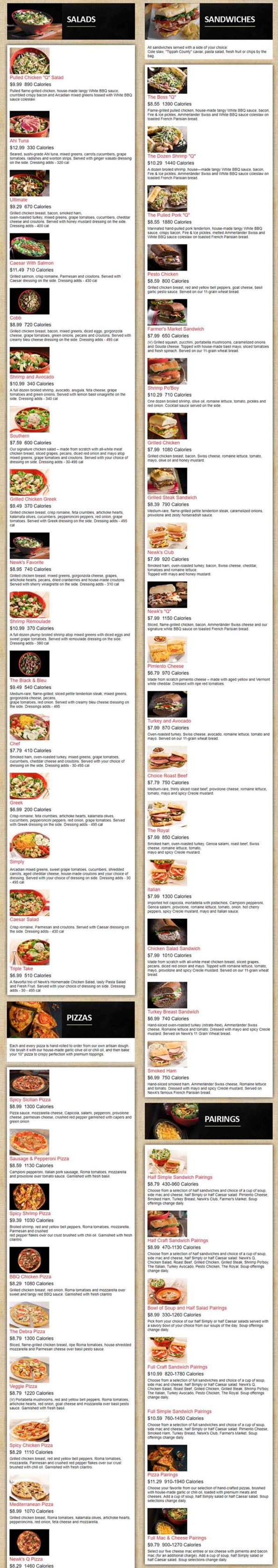 Newk's Eatery Rogers Menu 1