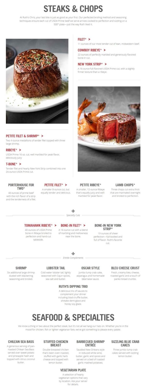 Ruth's Chris Steak House Menu 1