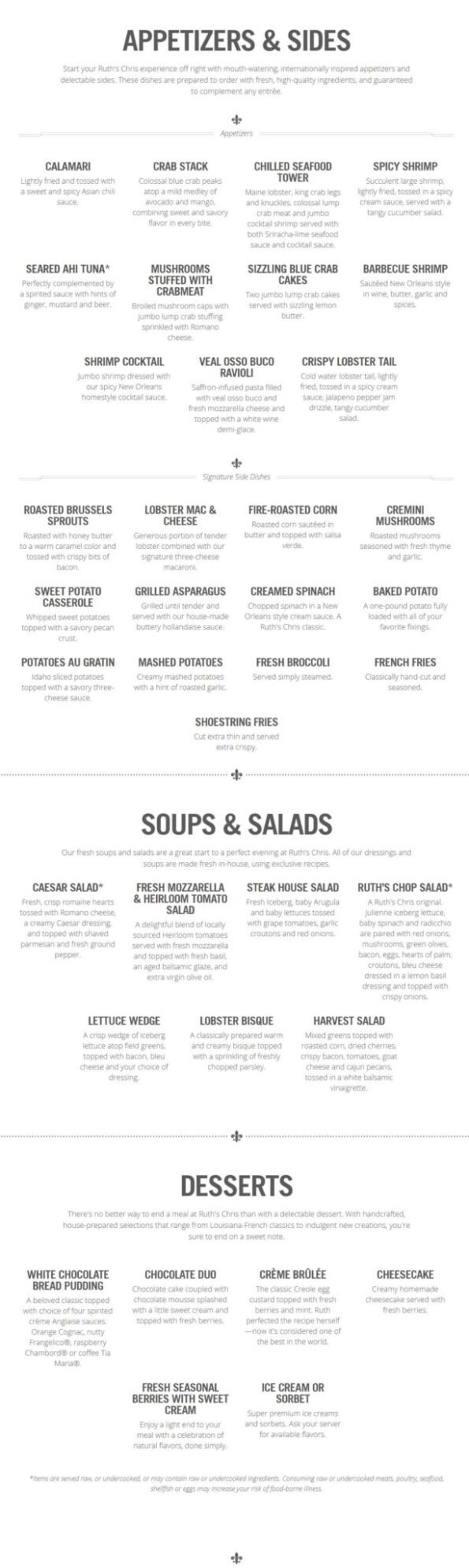 Ruth's Chris Steak House Menu 2