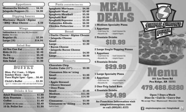 Simple Simons Pizza Pea Ridge Menu 2