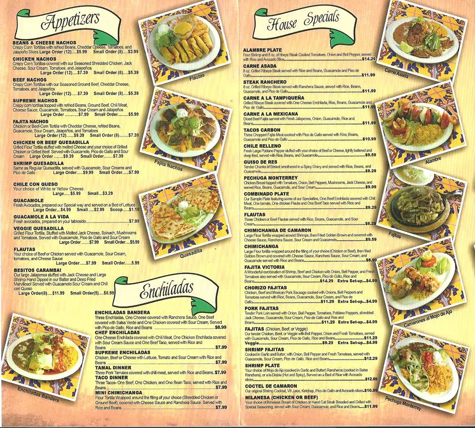 Victoria's Mexican Restaurant Pea Ridge Menu 2