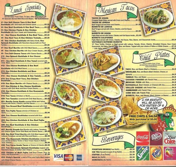 Victoria's Mexican Restaurant Pea Ridge Menu 3