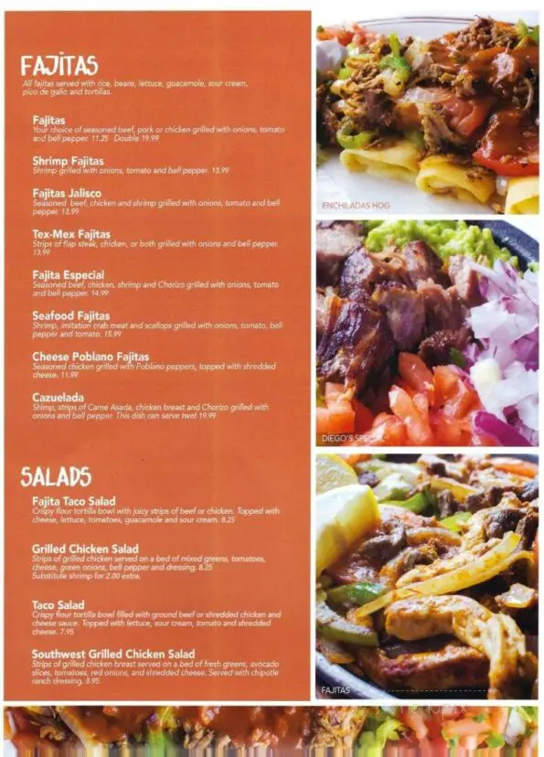 Diego's Mexican Grill Pea Ridge Menu 2