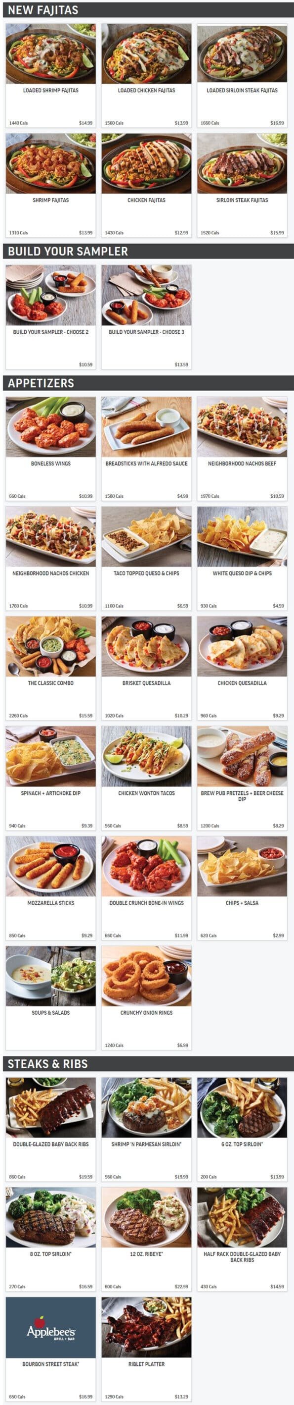 Applebee’s Neighborhood Bar + Grill Menu