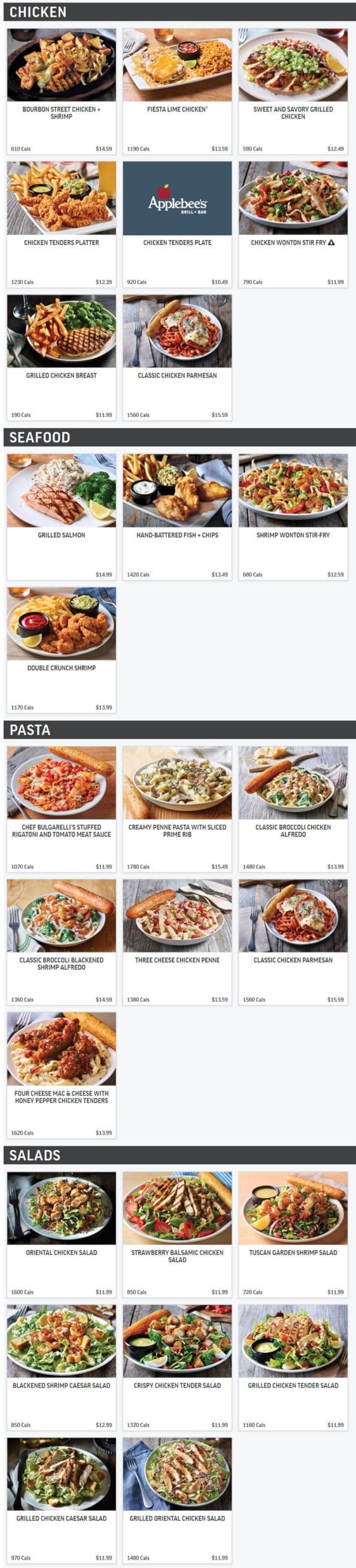 Applebee’s Neighborhood Bar + Grill Menu
