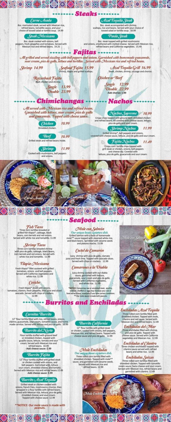 Azul Tequila Dinner Menu 2