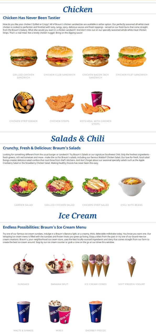 Braum's Restaurant Menu