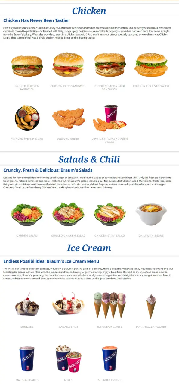 Braum's Restaurant Menu