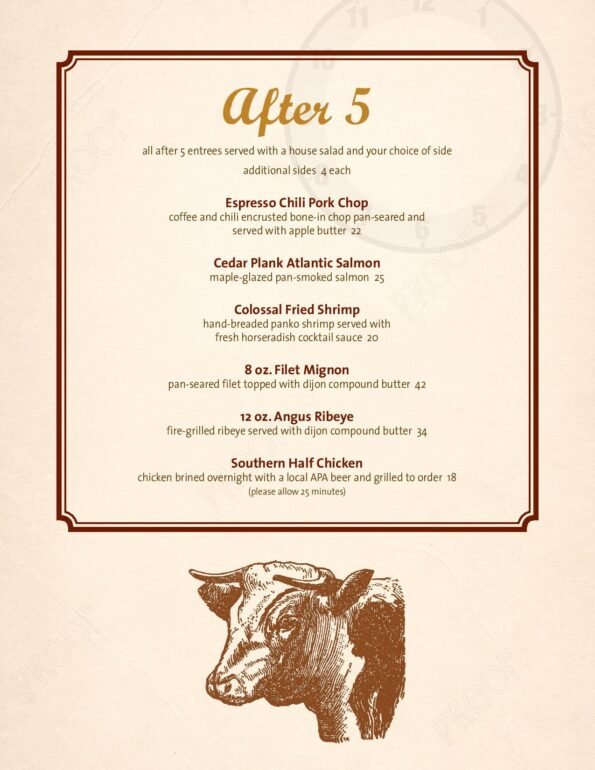 Ceder Creek Bistro Menu