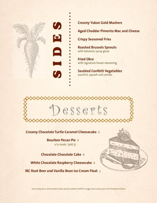 Ceder Creek Bistro Menu