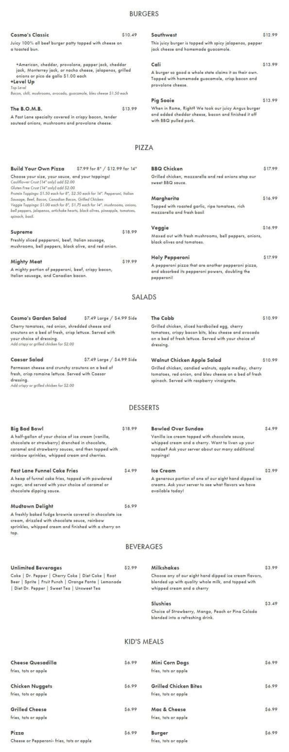 Fast Lane Entertainment - Menu