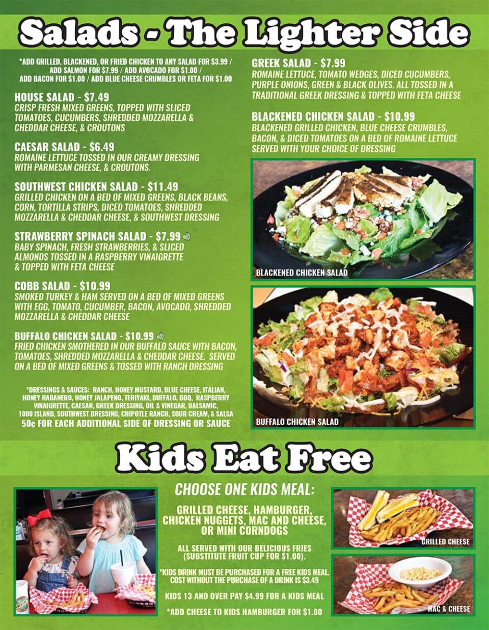 Grubs Bar & Grille Rogers Menu