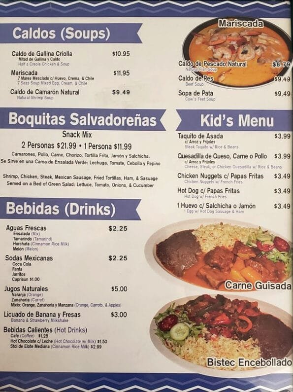 I Love Pupusas Menu With Prices