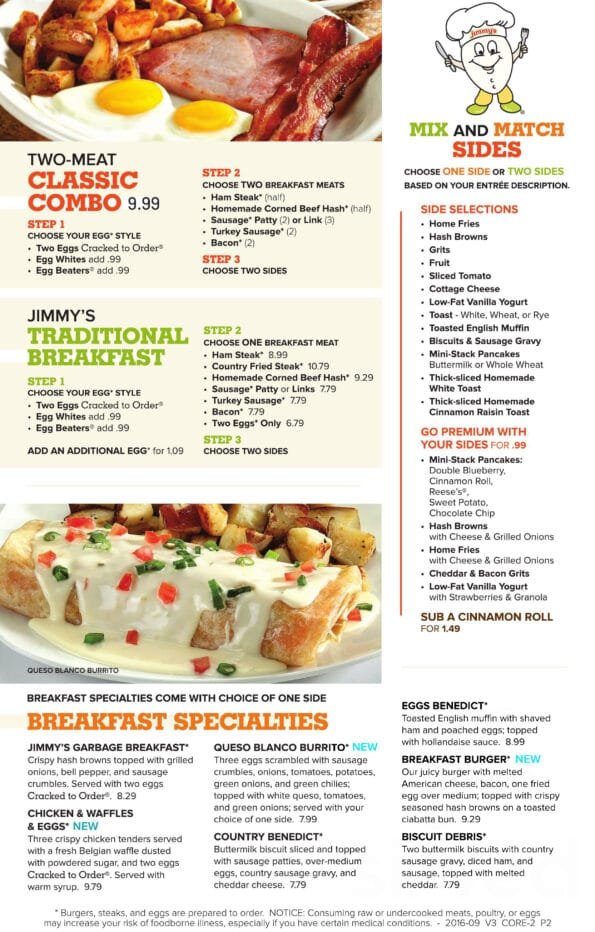 Jimmy’s Egg - Menu with Prices