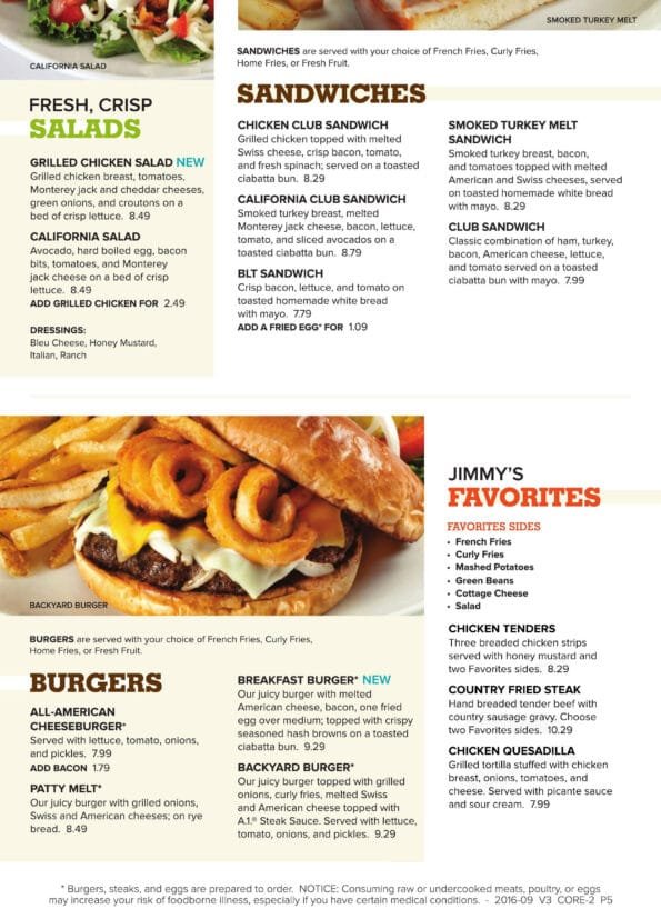 Jimmy’s Egg - Menu with Prices