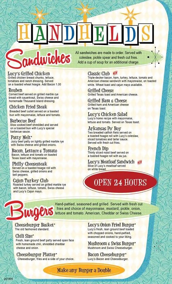 Lucy's Diner Rogers Menu 3