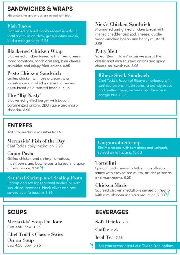 Mermaids Seafood Restaurant Brunch Menu